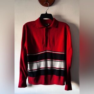 Vintage Bronzini Red Striped Knot Collared Sweater Size Small Unisex